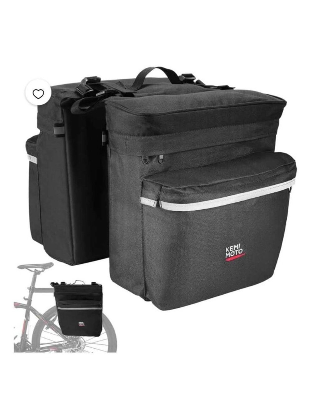 KEMIMOTO Bike Bag Panniers 34L Waterproof Bicycle Saddle Bag for Rear Rack